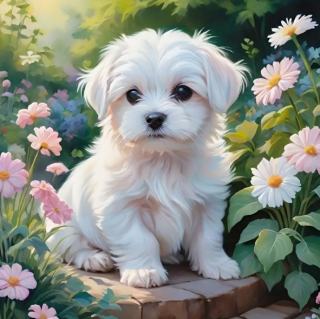 Diamond Painting Malteser Welpe